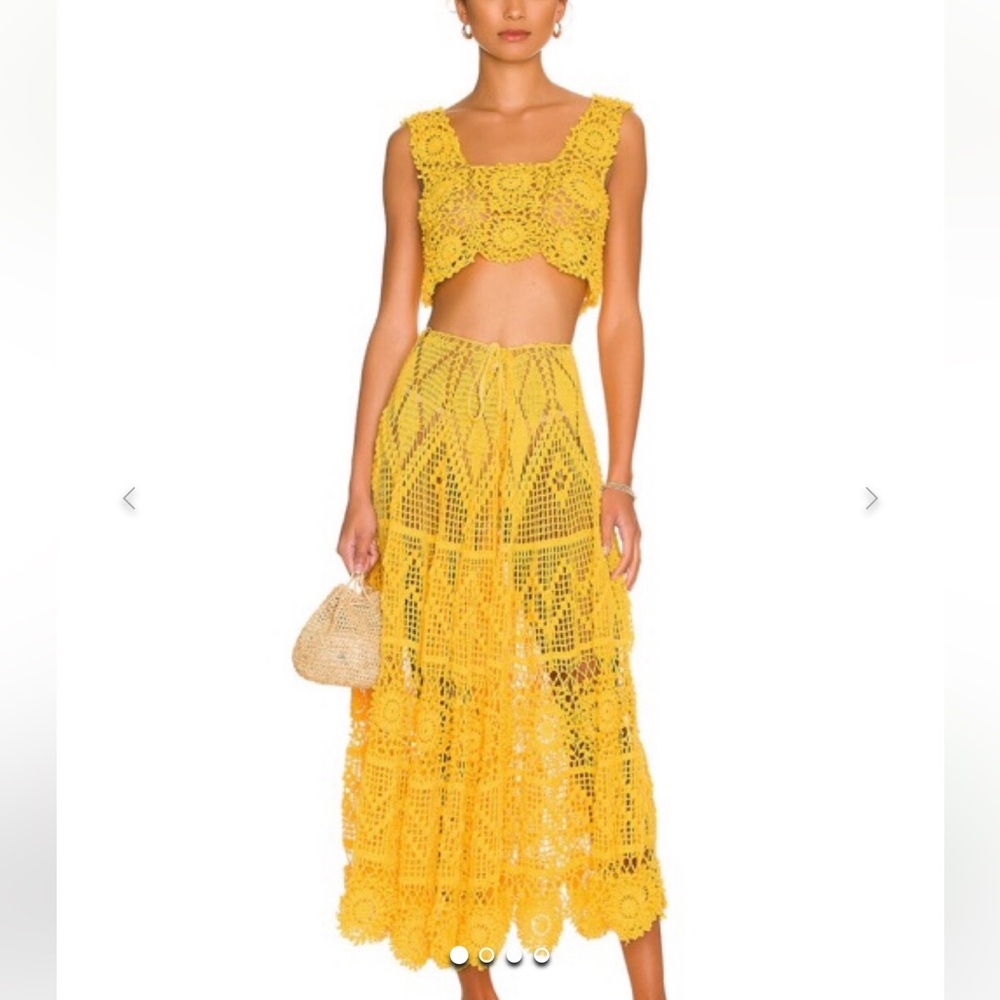ALIX PINHO***Maya Handmade Crochet Yellow Cropped Top**Small $285 - Picture 5 of 6